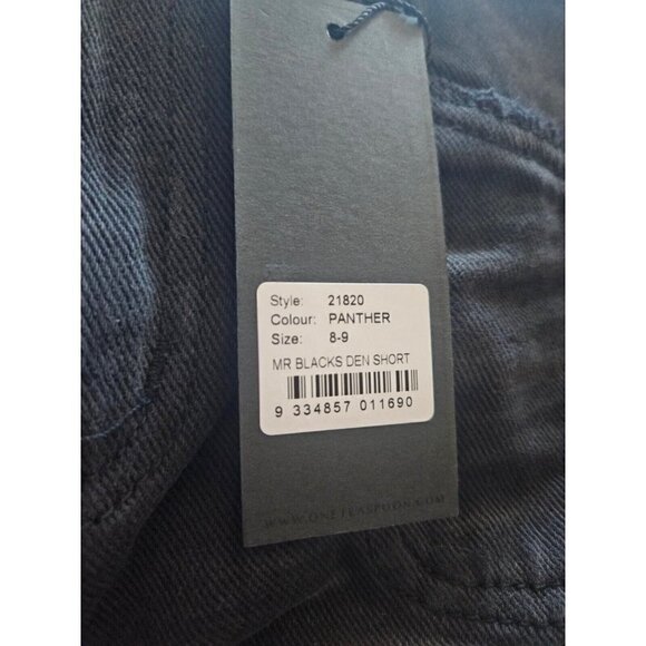 New One Teaspoon Mr Relaxed Straight Leg Denim Shorts Kids 8-9 Black Panther - Picture 6 of 7